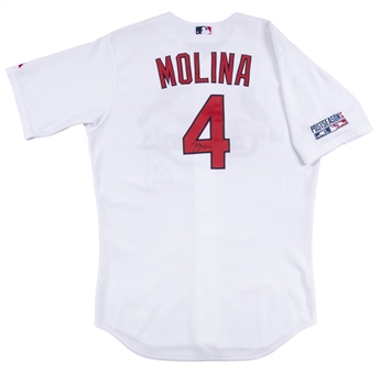 2014 Yadier Molina NLCS Game Used and Signed St. Louis Cardinals Home Jersey Photo Matched To 10/12/2014 (MLB Authenticated & Resolution Photomatching)